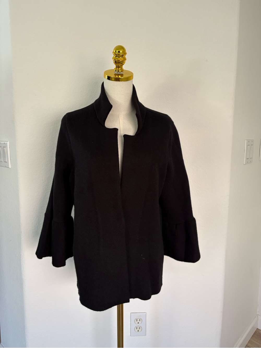 Anthropologie Black Open-Front Bell Sleeve Blazer